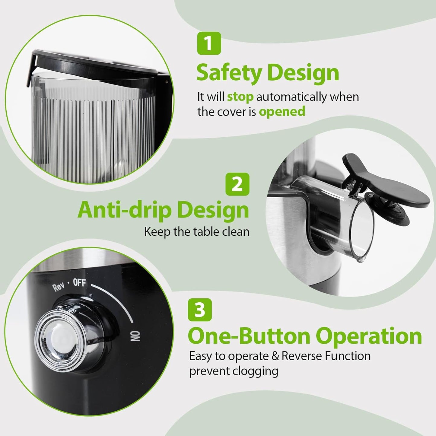 DVS Juicer machines, Cold Press Juicer with 4.9" Wide Feed Chute Fit Whole Fruits & Vegetables